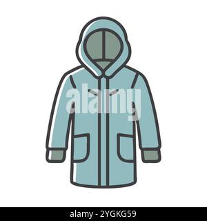 simple vector illustration of a parka , in a simple and clean style, for business and fashion graphics. clothing flat illustration. Stock Vector