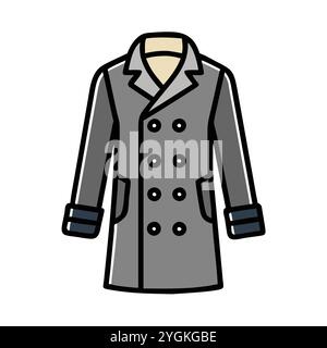simple vector illustration of a peacoat , in a simple and clean style, for business and fashion graphics. clothing flat illustration. Stock Vector