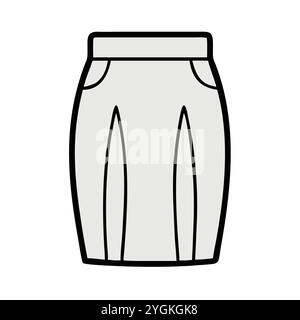 simple vector illustration of a pencil skirt , in a simple and clean style, for business and fashion graphics. clothing flat illustration. Stock Vector