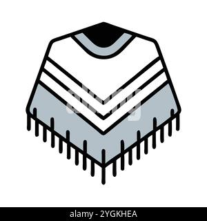 simple vector illustration of a poncho , in a simple and clean style, for business and fashion graphics. clothing flat illustration. Stock Vector