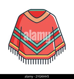 simple vector illustration of a poncho , in a simple and clean style, for business and fashion graphics. clothing flat illustration. Stock Vector