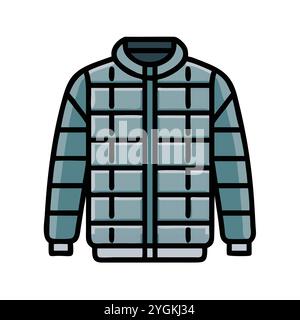 simple vector illustration of a quilted jacket , in a simple and clean style, for business and fashion graphics. clothing flat illustration. Stock Vector