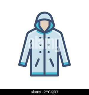 simple vector illustration of a raincoat , in a simple and clean style, for business and fashion graphics. clothing flat illustration. Stock Vector