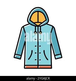 simple vector illustration of a raincoat , in a simple and clean style, for business and fashion graphics. clothing flat illustration. Stock Vector