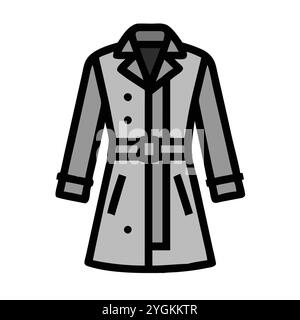 simple vector illustration of a trench coat , in a simple and clean style, for business and fashion graphics. clothing flat illustration. Stock Vector