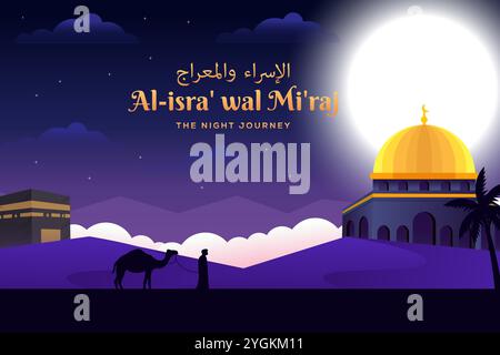 gradient isra miraj the night journey background illustration Stock Vector