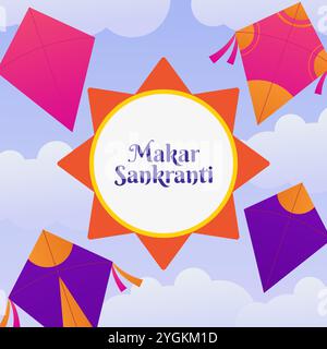 happy makar sankranti india festival illustration design Stock Vector