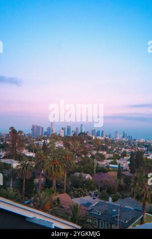 A view of the Los Angeles skyline featuring the city's iconic high-rise ...