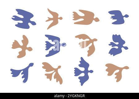 Abstract simple dove of peace shapes. Minimalistic modern vector element for logo, print, wall decor. Stock Vector