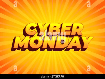 Cyber monday. Text effect design in 3 dimensions look, good for social media ads Stock Vector