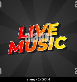 Live music. Text effect design in 3D style for social media marketing ads Stock Vector