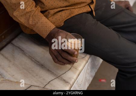 Man Reading newspaper Stock Photo