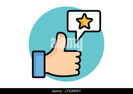 Appreciation icon. colored outline icon style. thumb with chat and star. icon related to motivation. success elements vector illustration Stock Vector