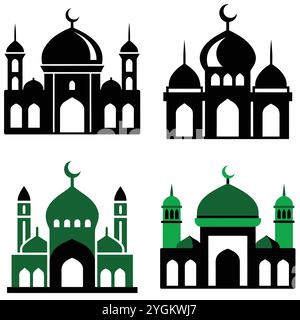 Mosque icon vector art illustration on a white background Stock Vector