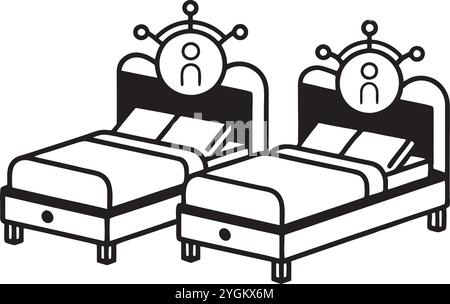 Nice Bed icon vector art illustration on a white background Stock Vector