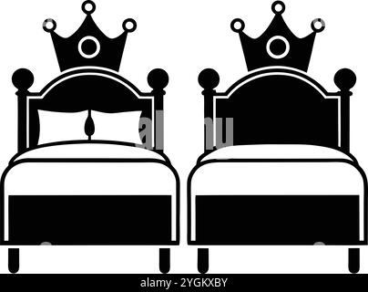 Nice Bed icon vector art illustration on a white background Stock Vector