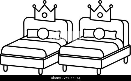 Nice Bed icon vector art illustration on a white background Stock Vector