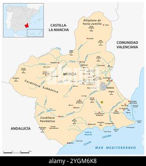 Map of the Spanish autonomous community of Murcia Stock Photo