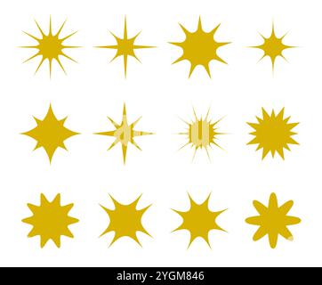 Set of retro star sparkle icons. Futuristic sparkle shapes. Stock Vector