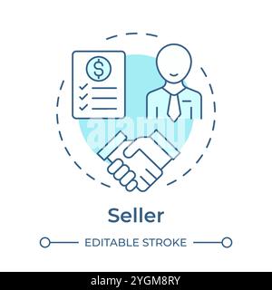 Seller soft blue concept icon Stock Vector