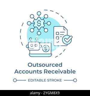 Outsourced accounts receivable soft blue concept icon Stock Vector