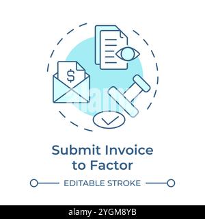 Submit invoice to factor soft blue concept icon Stock Vector
