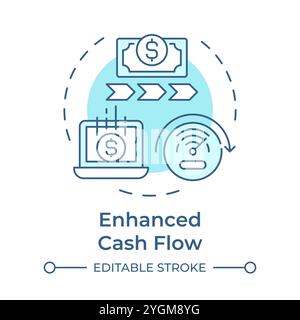 Enhanced cash flow soft blue concept icon Stock Vector