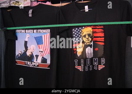New York City, New York, USA - November 07 2024: Political apparel for sale around Times Square during the 2024 presidential election season. Stock Photo