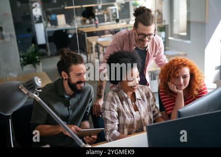 Developing programming and coding technologies. Programmer working in a software develop company Stock Photo