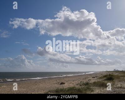 Lone walker on Great Yarmouth beach Norfolk Stock Photo