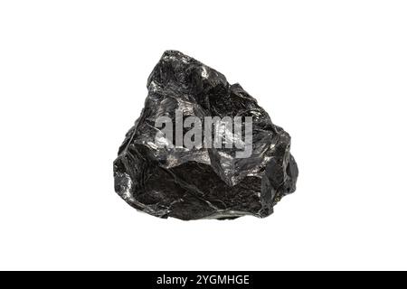 Anthracite coal on white background, a highest carbon content coal with submetallic luster Stock Photo