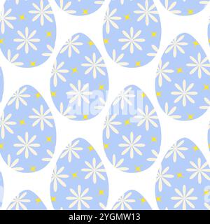 Floral pattern and decorative stars Easter Egg decorated Seamless Pattern. Easter festive background. Isolated Vector Illustration Sticker, Icon, Motion or cards, leaflets, banner, label or web promo Stock Vector