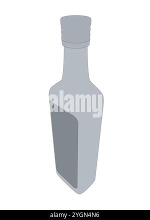 Whiskey, bourbon, rum, brandy, cognac, liquor, or other strong drink in a bottle silhouette - vector icon. Isometric view Stock Vector