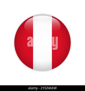 Peru flag on button Stock Vector