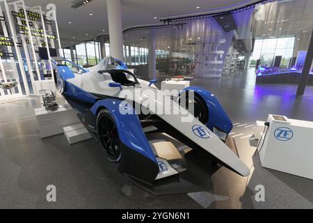 Formula E racing car with electric drive and ZF racing transmission, ZF Forum, corporate headquarters of automotive supplier ZF Friedrichshafen AG, Fr Stock Photo