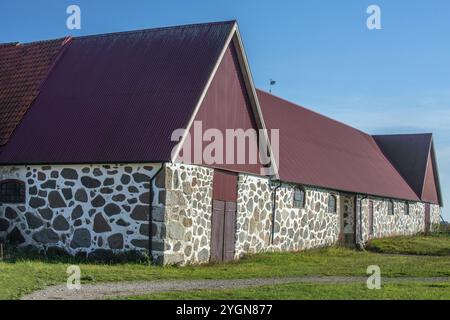 Old farmhouse, house with granite stone walls in Oersjoe, Skurup Municipality, Skane County, Sweden, Scandinavia, Europe Stock Photo