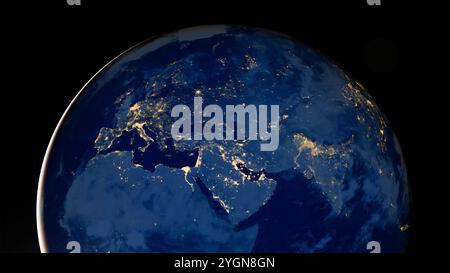 Europe map in global satellite photo, flat view of European part of ...