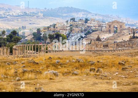 Jerash, Jordan, November 7, 2022: People visiting ancient Roman settlement of Gerasa, Asia Stock Photo