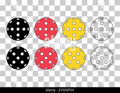 Set of Pickleball racket sport, indoor ball paddle icon, web flat symbol vector . Stock Vector