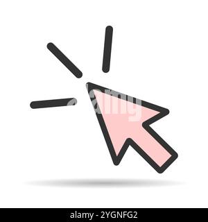 Click arrow mouse shadow icon, web button cursor. Digital design vector illustration . Stock Vector