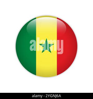 Senegal flag on button Stock Vector