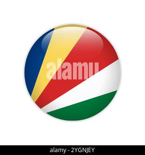 Seychelles flag on button Stock Vector