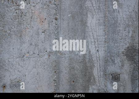 background with reinforced concrete texture, with imprint from casting in wooden formwork Stock Photo