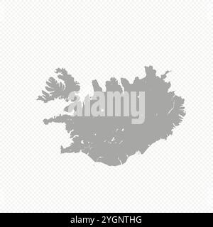 Map of Iceland, sign silhouette. World Map Globe. Vector Illustration isolated on transparent background. Europe continent Stock Vector