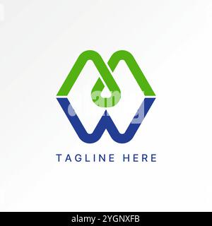 Logo design graphic concept creative premium vector stock image graphic inital M or MW font infinity flip top down Relate to monogram typography brand Stock Vector