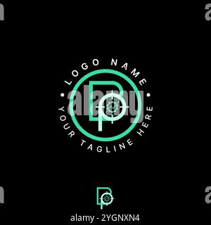 Logo design graphic concept creative premium vector stock image graphic initial BP or PB font connected gear target focus. Related monogram typography Stock Vector