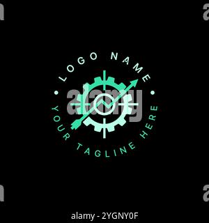 Logo design graphic concept creative premium vector stock image graphic arrow trading target gaer focus precision. Relate engineer navigation shot aim Stock Vector
