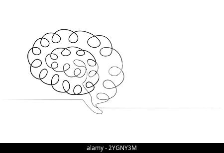 Continuous one line drawing of human brain. Hand drawn minimalism style. brain line art vector illustration Stock Vector