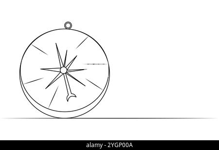 One continuous line drawing of traveler compass. Old navigate and adventure symbol in simple linear style. Business strategy and adventure concept Stock Vector