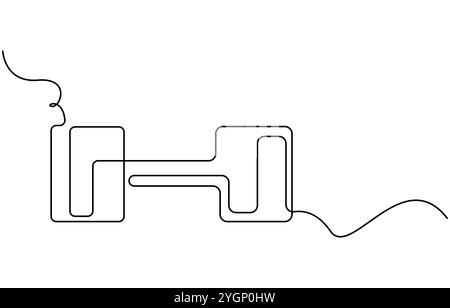 Barbel in one continuous single line art drawing style Gym fitness sport concept vector illustration, Sports dumbbell one line art. Continuous line Stock Vector